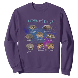 Types Of Frogs Funny Rain Frog Meme Chart Sweatshirt Angry Grumpy Eepy Chonk Potato Round Judgy Ferocious TS02 Purple Print Your Wear