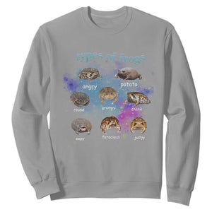 Types Of Frogs Funny Rain Frog Meme Chart Sweatshirt Angry Grumpy Eepy Chonk Potato Round Judgy Ferocious TS02 Sport Gray Print Your Wear