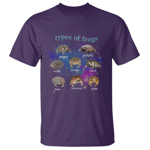 Types Of Frogs Funny Rain Frog Meme Chart T Shirt Angry Grumpy Eepy Chonk Potato Round Judgy Ferocious TS02 Purple Print Your Wear