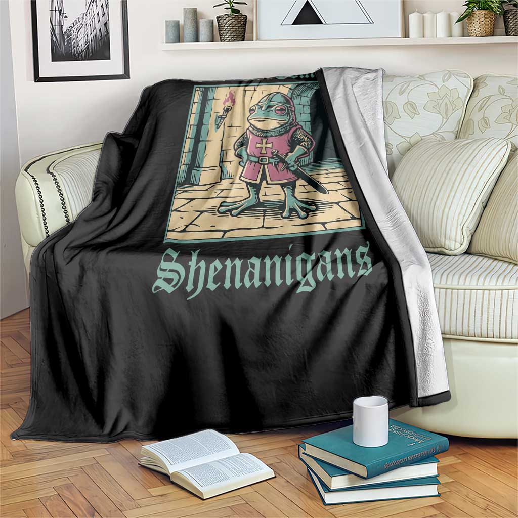 Funny Medieval Frog Knight Fantasy RPG Meme Throw Blanket Off To Commit Shenanigans TS02 Print Your Wear