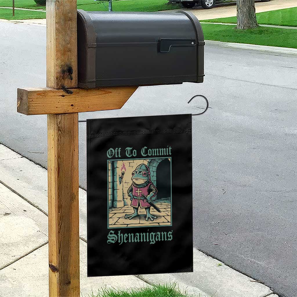 Funny Medieval Frog Knight Fantasy RPG Meme Garden Flag Off To Commit Shenanigans TS02 Print Your Wear