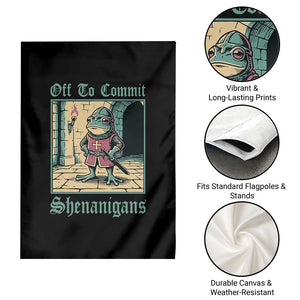 Funny Medieval Frog Knight Fantasy RPG Meme Garden Flag Off To Commit Shenanigans TS02 Print Your Wear