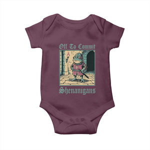 Funny Medieval Frog Knight Fantasy RPG Meme Baby Onesie Off To Commit Shenanigans TS02 Maroon Print Your Wear