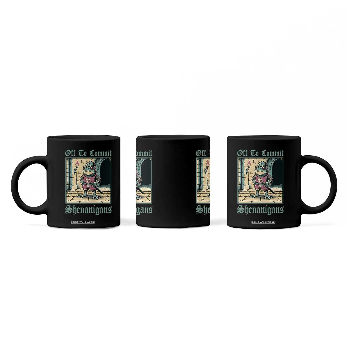 Funny Medieval Frog Knight Fantasy RPG Meme Coffee Mug Off To Commit Shenanigans TS02 Print Your Wear