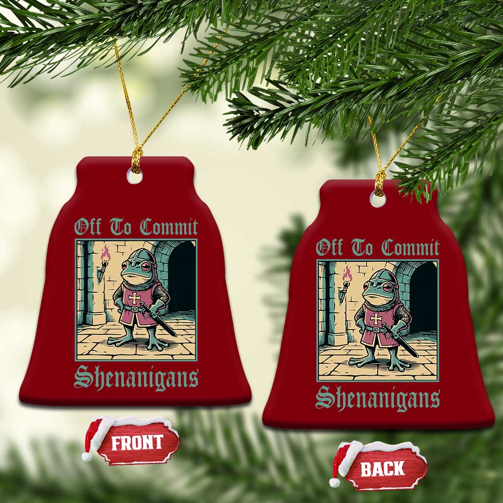 Funny Medieval Frog Knight Fantasy RPG Meme Ceramic Ornament Off To Commit Shenanigans TS02 Print Your Wear