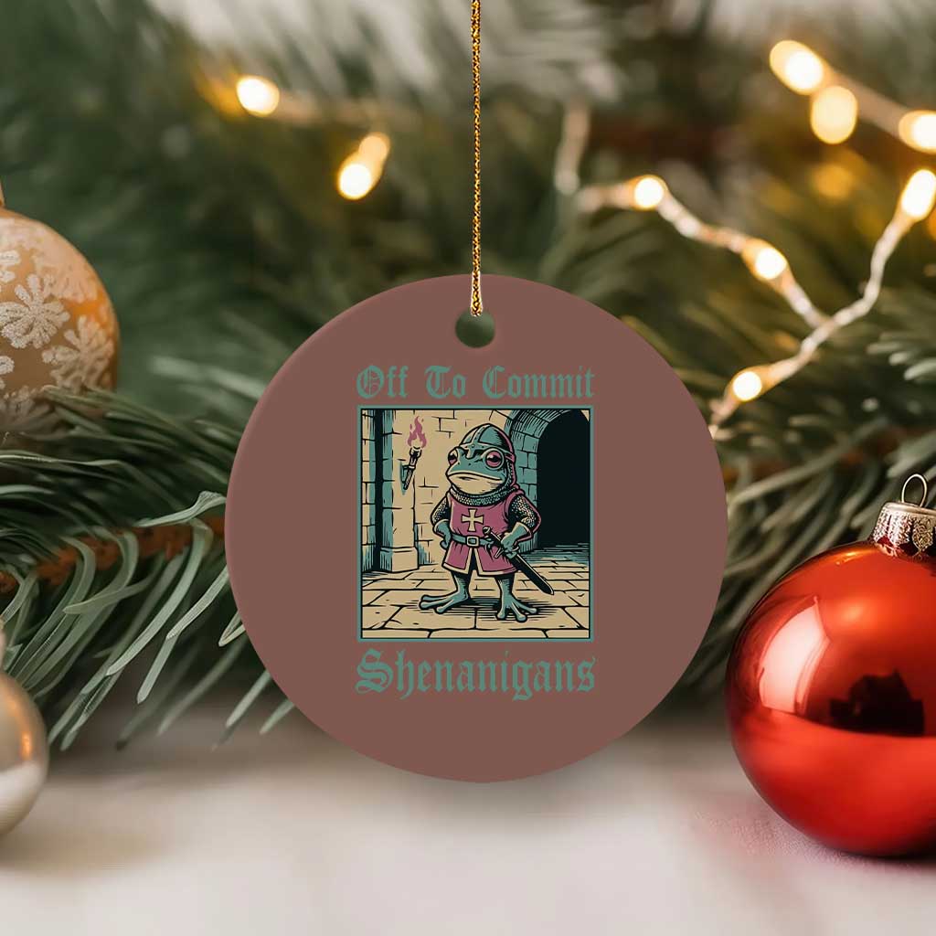 Funny Medieval Frog Knight Fantasy RPG Meme Ceramic Ornament Off To Commit Shenanigans TS02 1pc Mocha Print Your Wear
