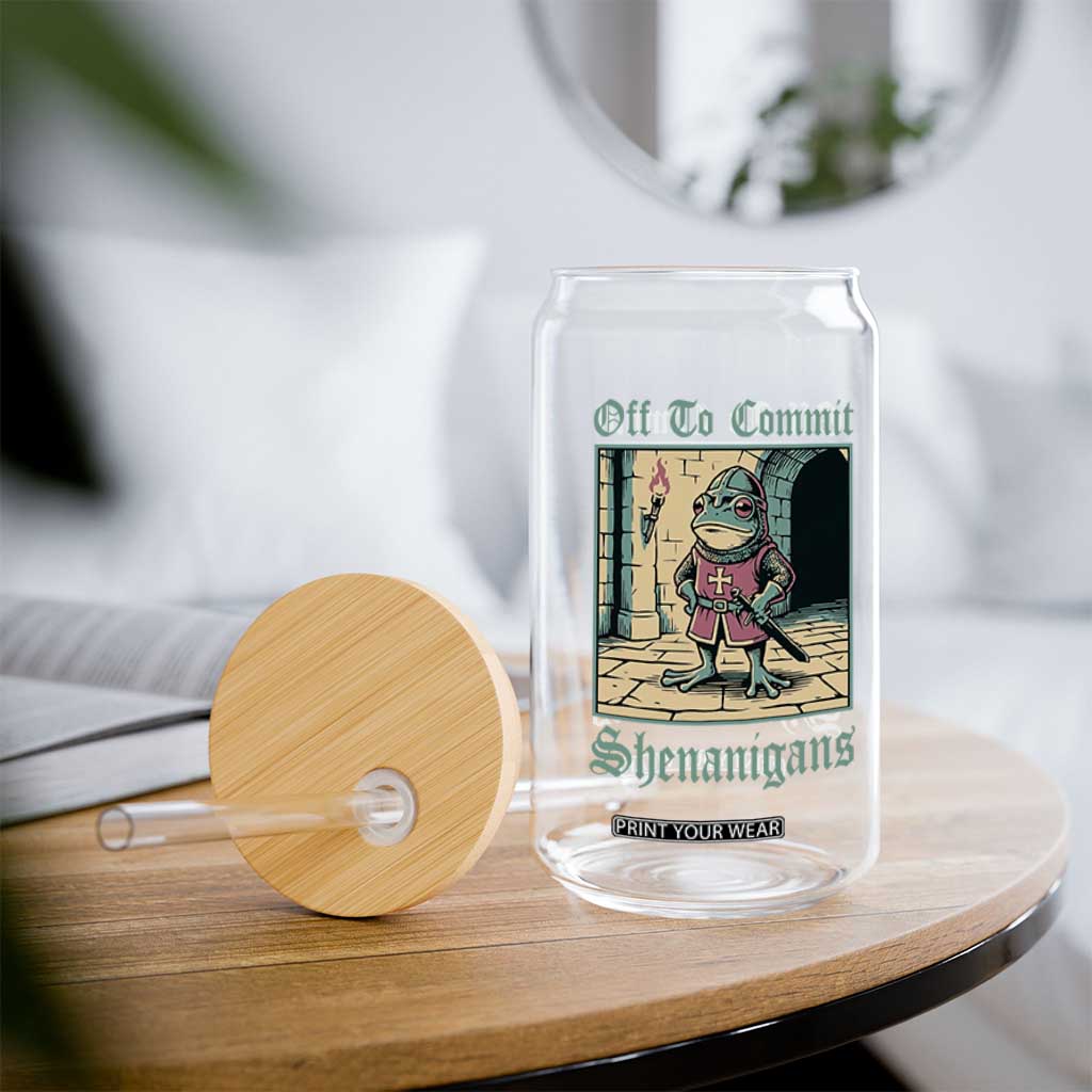 Funny Medieval Frog Knight Fantasy RPG Meme Glass Can Off To Commit Shenanigans TS02 Print Your Wear