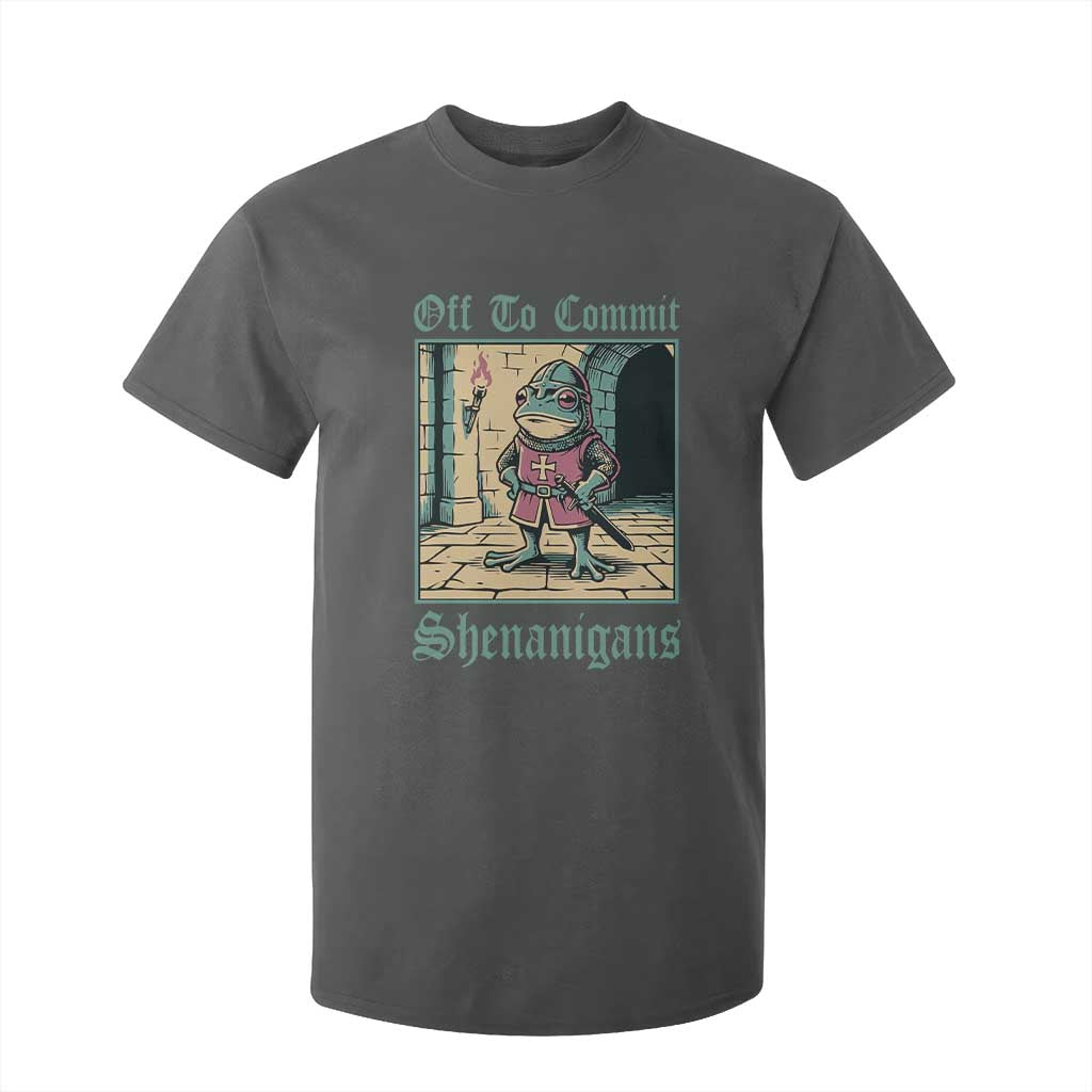 Funny Medieval Frog Knight Fantasy RPG Meme T Shirt For Kid Off To Commit Shenanigans TS02 Dark Heather Print Your Wear