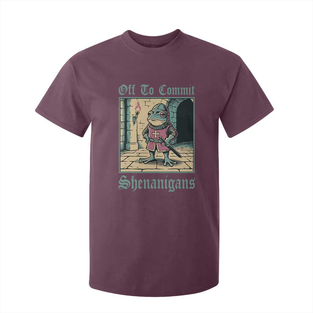 Funny Medieval Frog Knight Fantasy RPG Meme T Shirt For Kid Off To Commit Shenanigans TS02 Maroon Print Your Wear