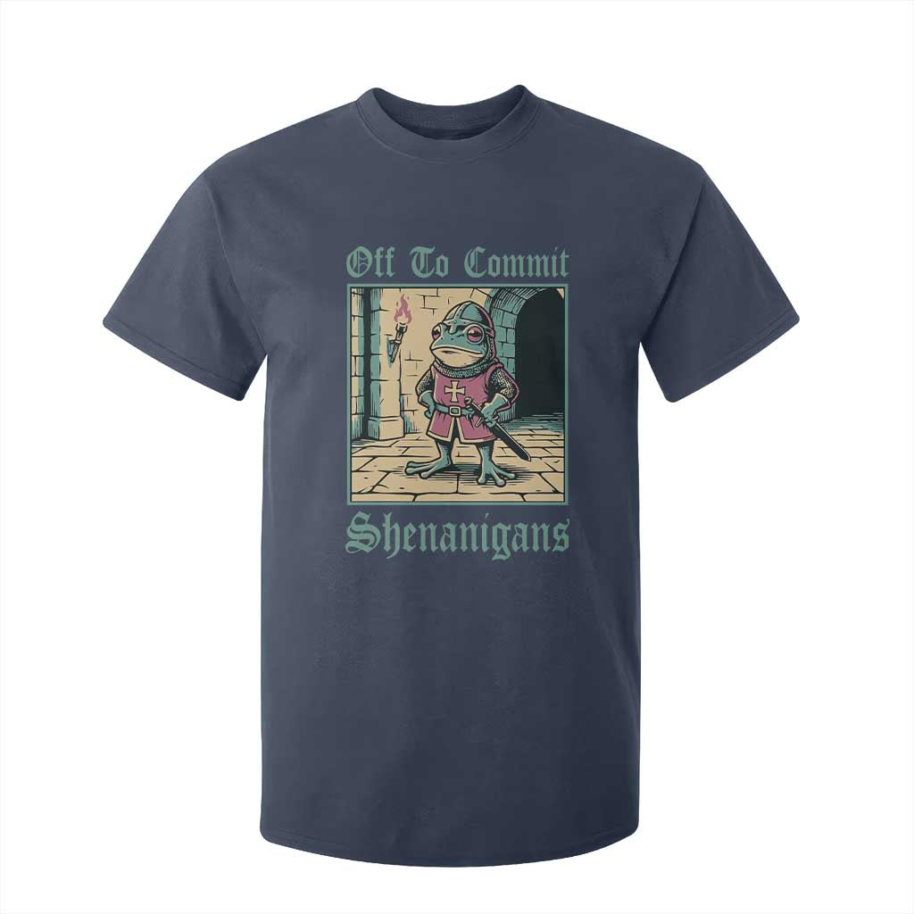 Funny Medieval Frog Knight Fantasy RPG Meme T Shirt For Kid Off To Commit Shenanigans TS02 Navy Print Your Wear