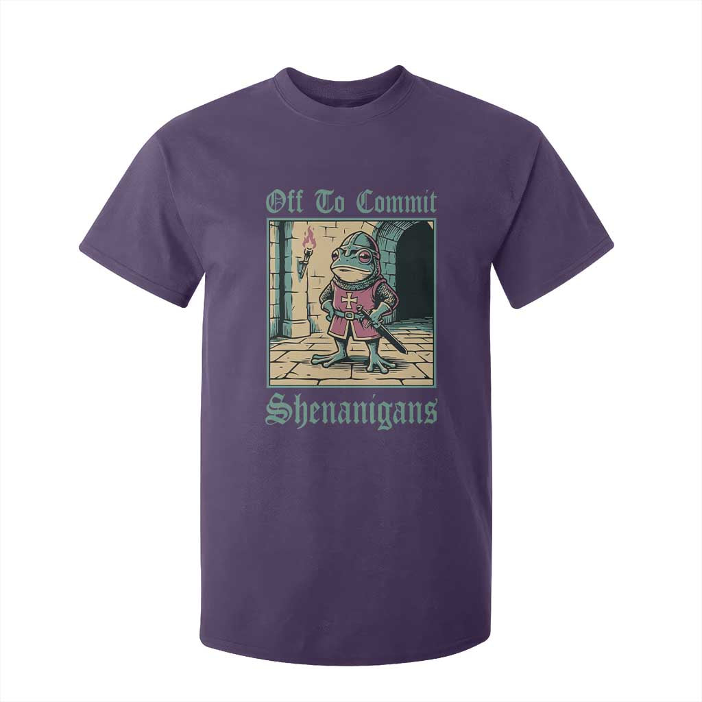 Funny Medieval Frog Knight Fantasy RPG Meme T Shirt For Kid Off To Commit Shenanigans TS02 Purple Print Your Wear