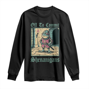 Funny Medieval Frog Knight Fantasy RPG Meme Long Sleeve Shirt Off To Commit Shenanigans TS02 Black Print Your Wear