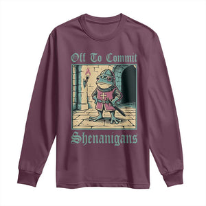 Funny Medieval Frog Knight Fantasy RPG Meme Long Sleeve Shirt Off To Commit Shenanigans TS02 Maroon Print Your Wear