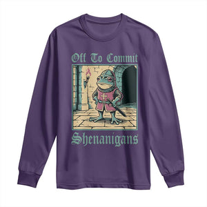 Funny Medieval Frog Knight Fantasy RPG Meme Long Sleeve Shirt Off To Commit Shenanigans TS02 Purple Print Your Wear