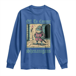 Funny Medieval Frog Knight Fantasy RPG Meme Long Sleeve Shirt Off To Commit Shenanigans TS02 Royal Blue Print Your Wear