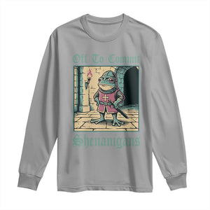 Funny Medieval Frog Knight Fantasy RPG Meme Long Sleeve Shirt Off To Commit Shenanigans TS02 Sport Gray Print Your Wear