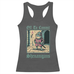 Funny Medieval Frog Knight Fantasy RPG Meme Racerback Tank Top Off To Commit Shenanigans TS02 Dark Heather Print Your Wear