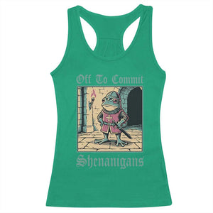 Funny Medieval Frog Knight Fantasy RPG Meme Racerback Tank Top Off To Commit Shenanigans TS02 Irish Green Print Your Wear