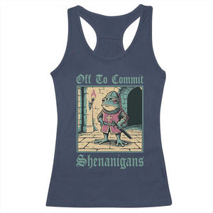 Funny Medieval Frog Knight Fantasy RPG Meme Racerback Tank Top Off To Commit Shenanigans TS02 Navy Print Your Wear