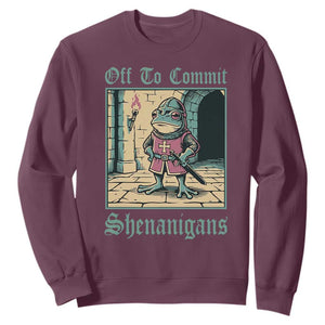 Funny Medieval Frog Knight Fantasy RPG Meme Sweatshirt Off To Commit Shenanigans TS02 Maroon Print Your Wear