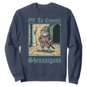 Funny Medieval Frog Knight Fantasy RPG Meme Sweatshirt Off To Commit Shenanigans TS02 Navy Print Your Wear