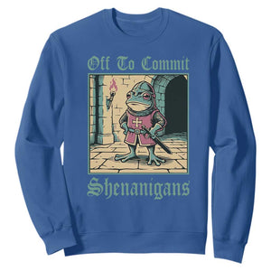 Funny Medieval Frog Knight Fantasy RPG Meme Sweatshirt Off To Commit Shenanigans TS02 Royal Blue Print Your Wear
