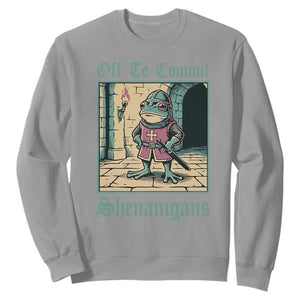 Funny Medieval Frog Knight Fantasy RPG Meme Sweatshirt Off To Commit Shenanigans TS02 Sport Gray Print Your Wear