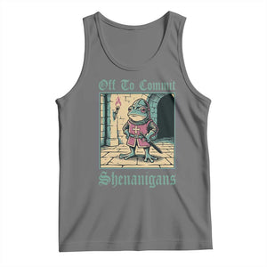 Funny Medieval Frog Knight Fantasy RPG Meme Tank Top Off To Commit Shenanigans TS02 Black Heather Print Your Wear