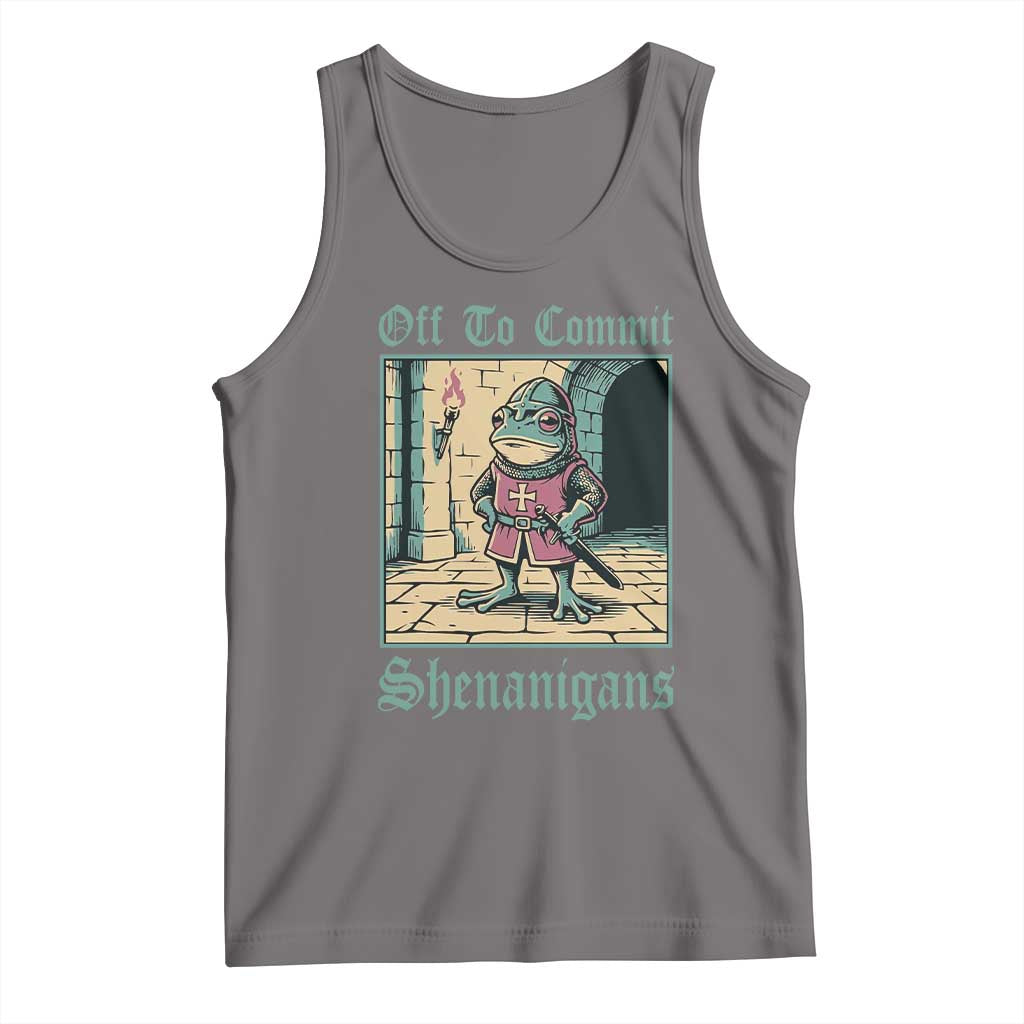 Funny Medieval Frog Knight Fantasy RPG Meme Tank Top Off To Commit Shenanigans TS02 Deep Heather Print Your Wear
