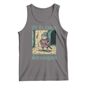 Funny Medieval Frog Knight Fantasy RPG Meme Tank Top Off To Commit Shenanigans TS02 Deep Heather Print Your Wear