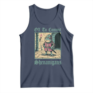 Funny Medieval Frog Knight Fantasy RPG Meme Tank Top Off To Commit Shenanigans TS02 Navy Print Your Wear