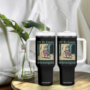 Funny Medieval Frog Knight Fantasy RPG Meme Tumbler With Handle Off To Commit Shenanigans TS02 Print Your Wear