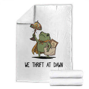 Funny Thrifting Frog Vintage Antique Hunter Throw Blanket We Thrift At Dawn Humor TS02 White Print Your Wear