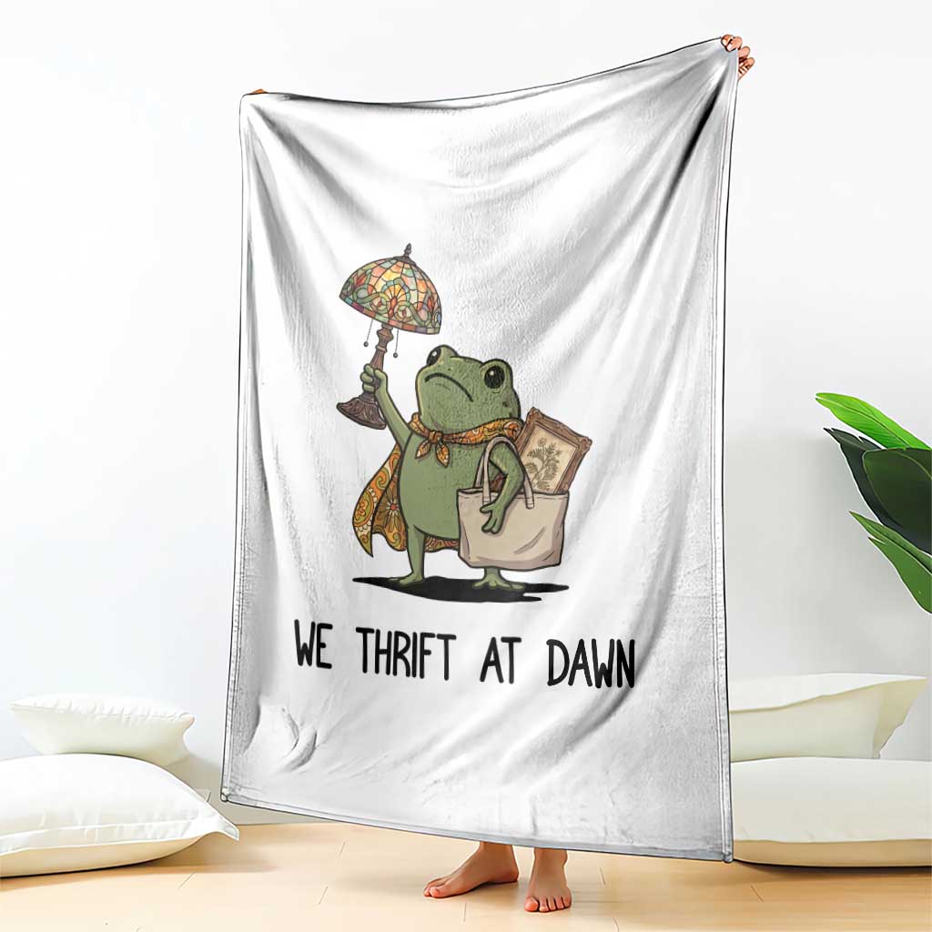 Funny Thrifting Frog Vintage Antique Hunter Throw Blanket We Thrift At Dawn Humor TS02 Print Your Wear