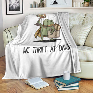 Funny Thrifting Frog Vintage Antique Hunter Throw Blanket We Thrift At Dawn Humor TS02 Print Your Wear