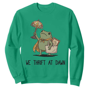 Funny Thrifting Frog Vintage Antique Hunter Sweatshirt We Thrift At Dawn Humor TS02 Irish Green Print Your Wear