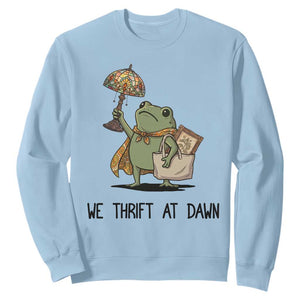 Funny Thrifting Frog Vintage Antique Hunter Sweatshirt We Thrift At Dawn Humor TS02 Light Blue Print Your Wear