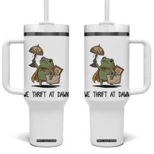 Funny Thrifting Frog Vintage Antique Hunter Tumbler With Handle We Thrift At Dawn Humor TS02 One Size: 40 oz White Print Your Wear