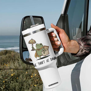 Funny Thrifting Frog Vintage Antique Hunter Tumbler With Handle We Thrift At Dawn Humor TS02 Print Your Wear