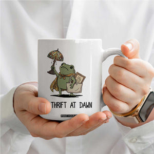 Funny Thrifting Frog Vintage Antique Hunter Coffee Mug We Thrift At Dawn Humor TS02 Print Your Wear
