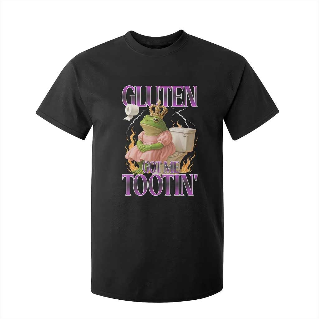 Funny Gluten Free Frog Princess Toilet Meme T Shirt For Kid Gluten Got Me Tootin TS02 Black Print Your Wear
