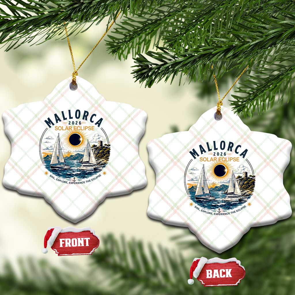 Mallorca Spain 2026 Total Solar Eclipse Ceramic Ornament Sailing Cruise Totality Sail Explore Experience Travel Souvenir TS02 Print Your Wear