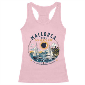 Mallorca Spain 2026 Total Solar Eclipse Racerback Tank Top Sailing Cruise Totality Sail Explore Experience Travel Souvenir TS02 Light Pink Print Your Wear