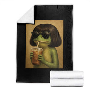Funny Frog Bob Haircut Renaissance Painting Meme Throw Blanket TS02 Black Print Your Wear