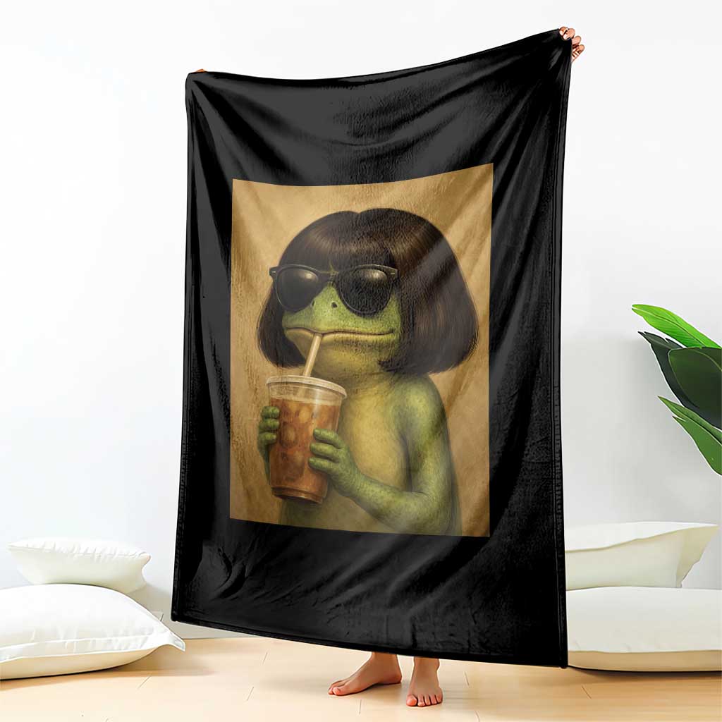 Funny Frog Bob Haircut Renaissance Painting Meme Throw Blanket TS02 Print Your Wear