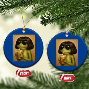 Funny Frog Bob Haircut Renaissance Painting Meme Ceramic Ornament TS02 1pc Blue Print Your Wear