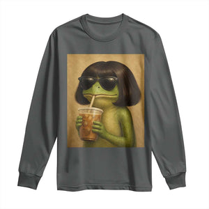 Funny Frog Bob Haircut Renaissance Painting Meme Long Sleeve Shirt TS02 Dark Heather Print Your Wear