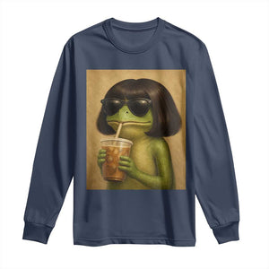 Funny Frog Bob Haircut Renaissance Painting Meme Long Sleeve Shirt TS02 Navy Print Your Wear