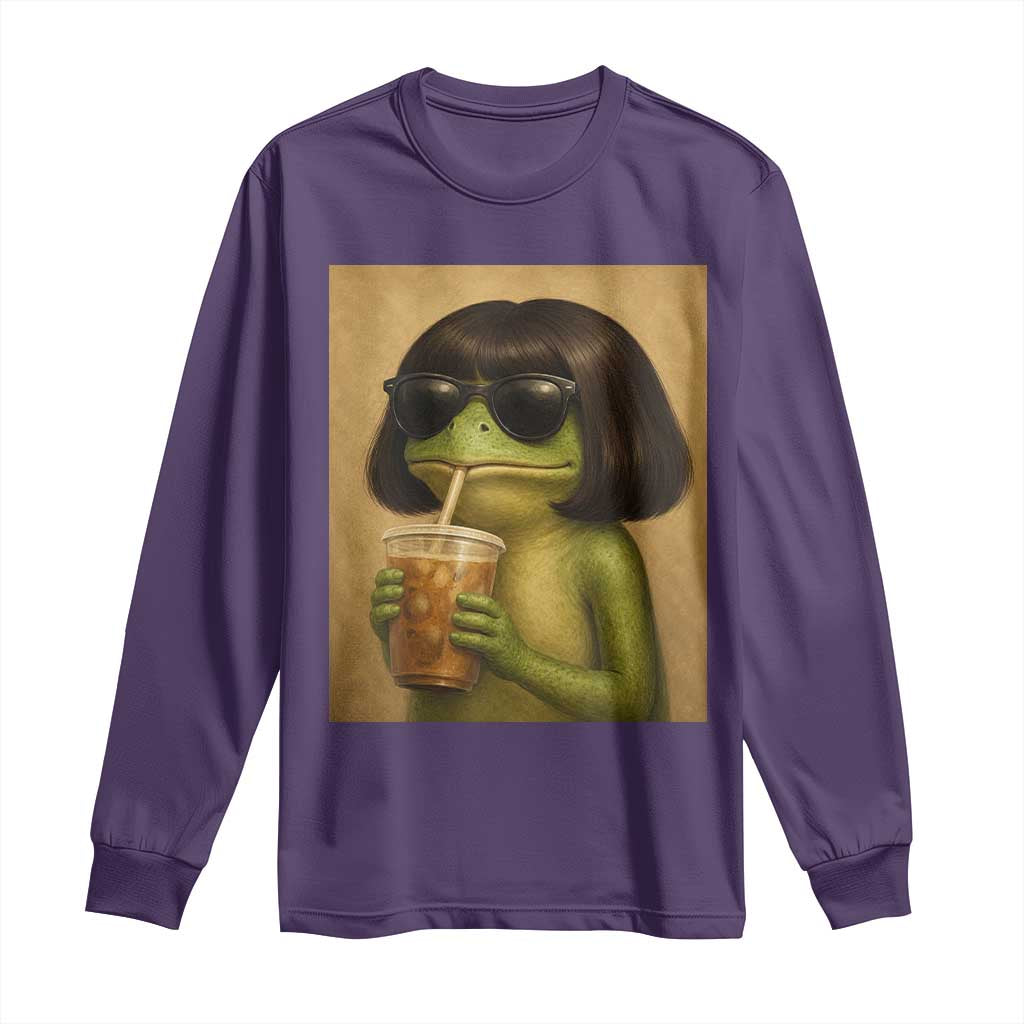 Funny Frog Bob Haircut Renaissance Painting Meme Long Sleeve Shirt TS02 Purple Print Your Wear