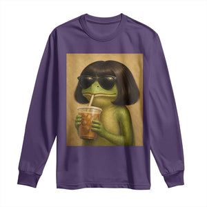 Funny Frog Bob Haircut Renaissance Painting Meme Long Sleeve Shirt TS02 Purple Print Your Wear